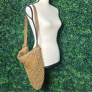 Vtg. Susan Riedweg Boho Brown Leather Market Bag